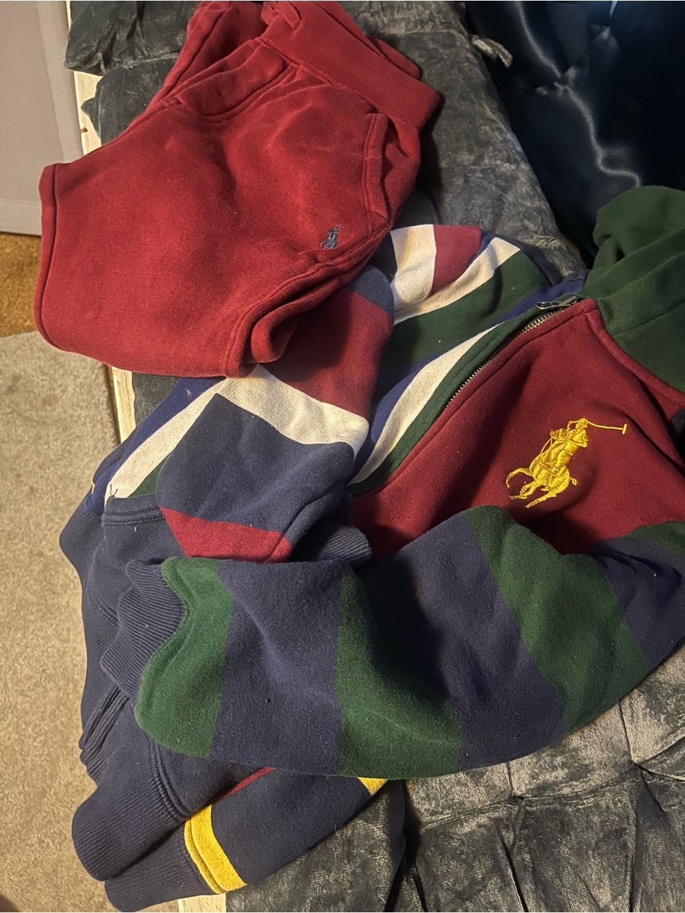 Polo Ralph Lauren Striped Rugby Zip Sweatshirt w/Matching Joggers